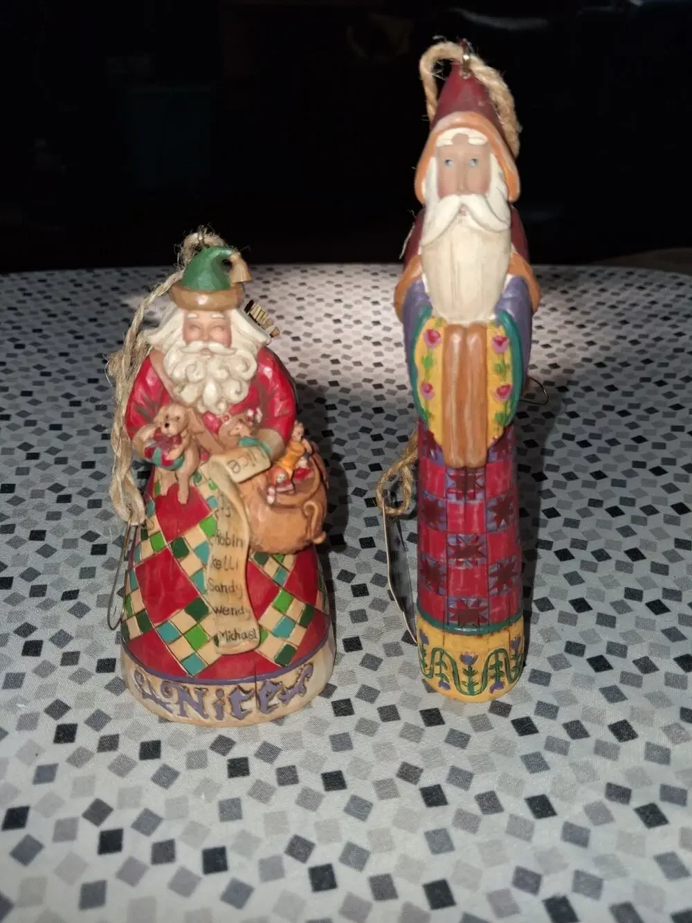 Lot Of 2 Jim Shore Heartwood Creek Naughty/Nice Ornament & Pencil Santa No Box